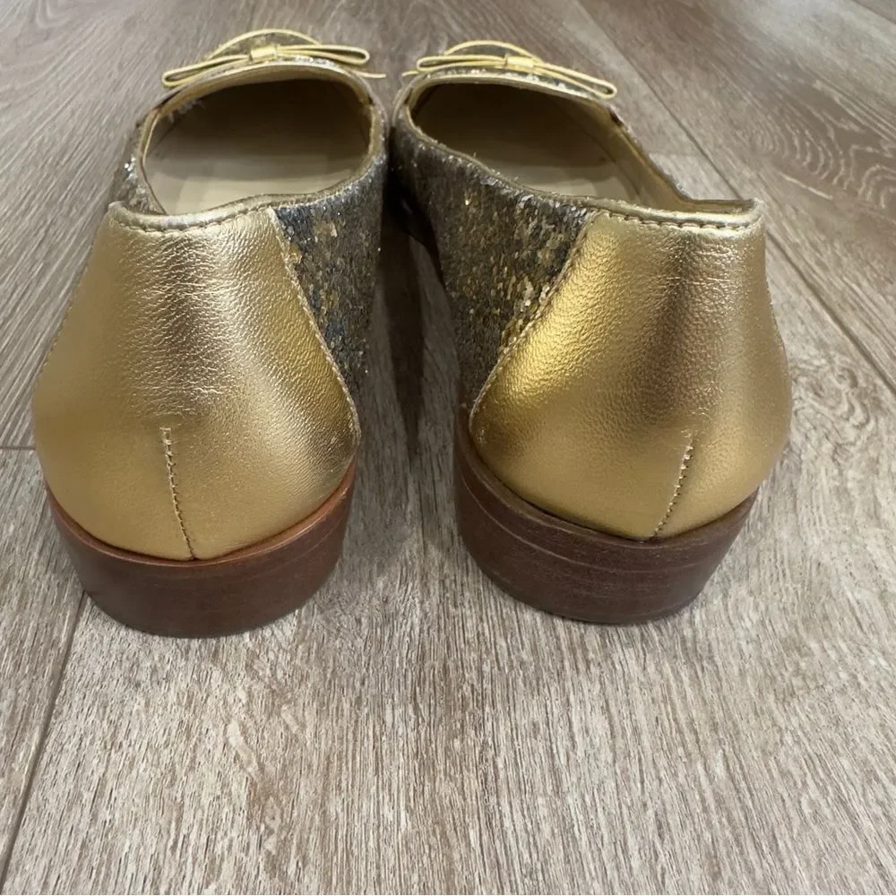 Kate Spade Gold Glitter Cora Loafers Flats Size 7.5